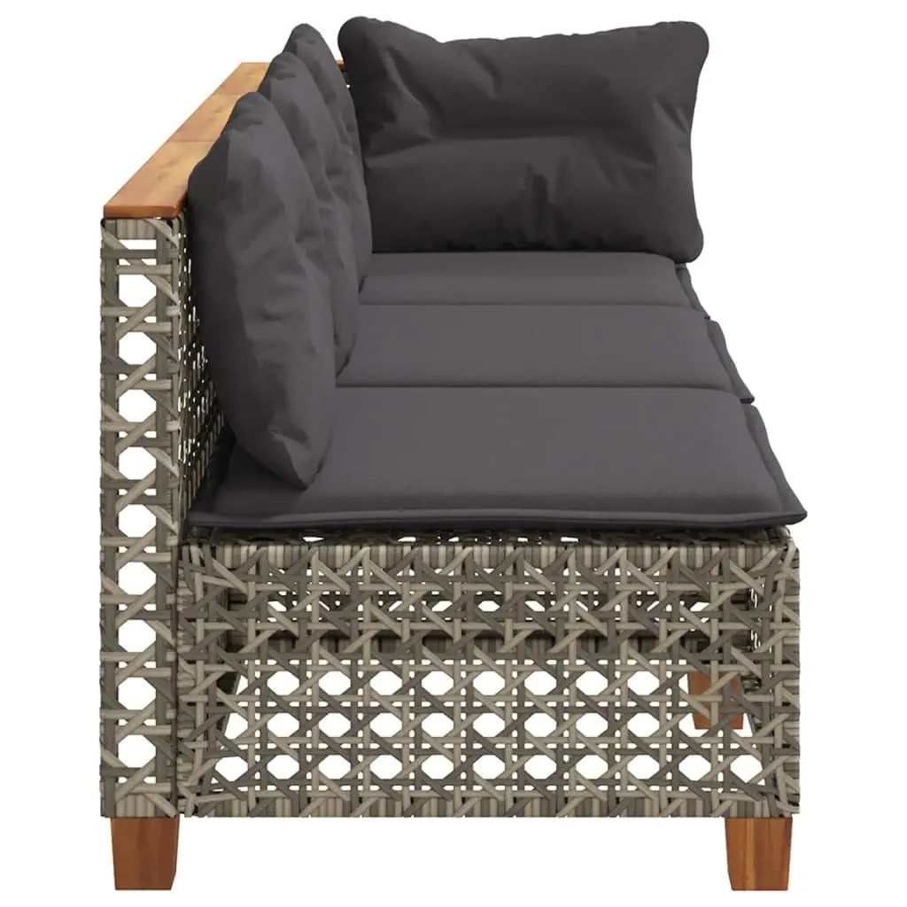 3 Seater Modular Outdoor Sofa for Garden in Grey Poly Rattan with Cushions