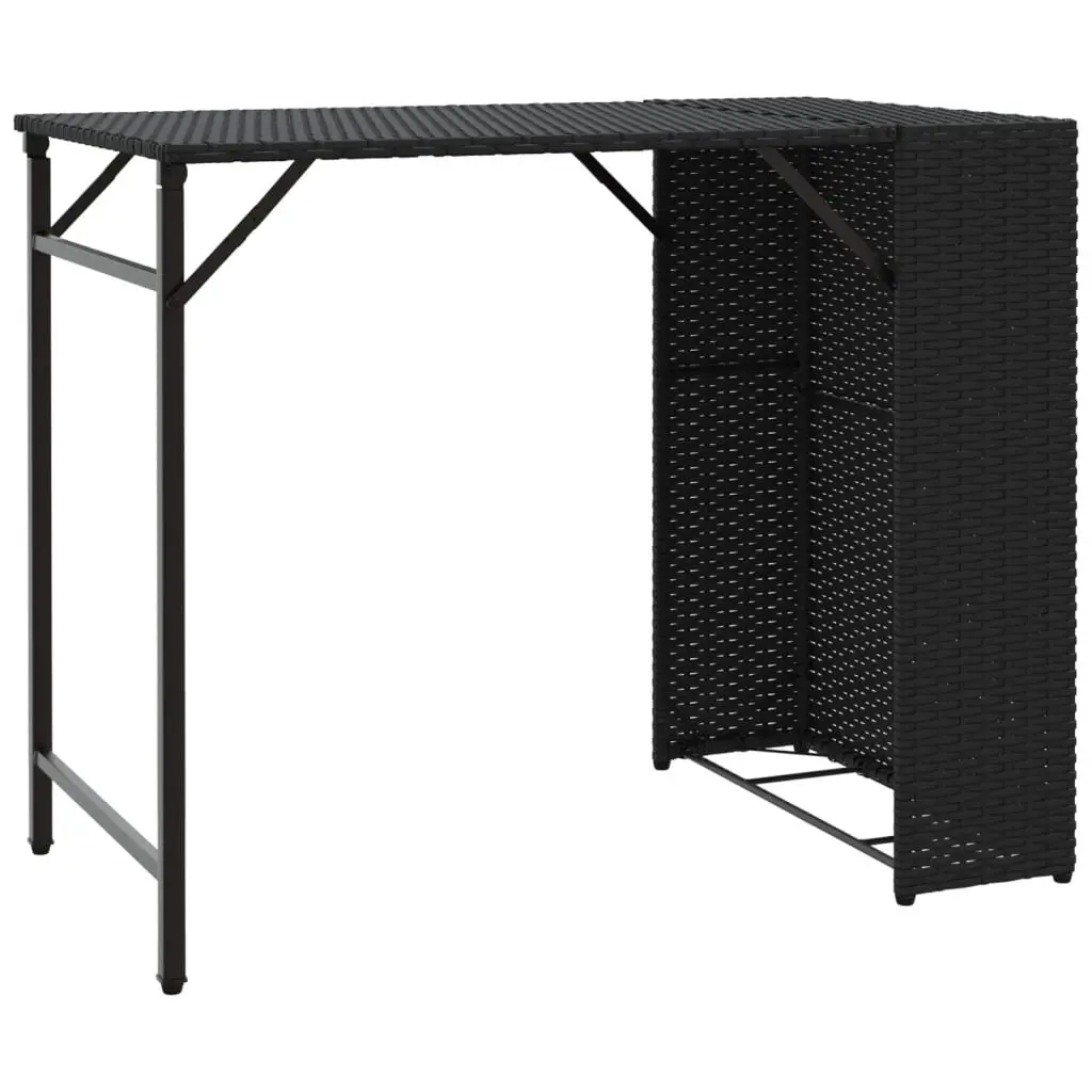 5-Piece Foldable Black Garden Dining Set with Stools