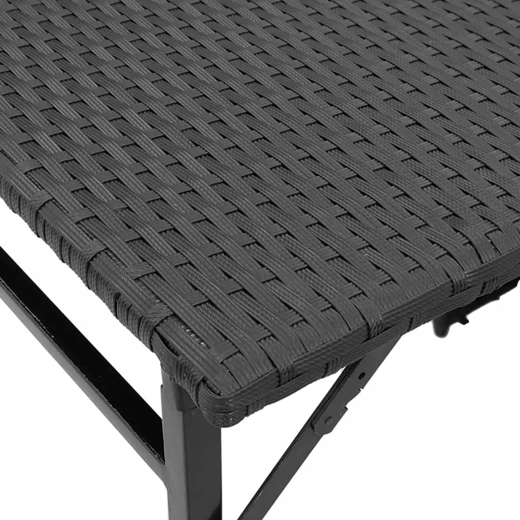 5-Piece Foldable Black Garden Dining Set with Stools