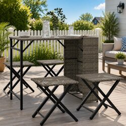 5-Piece Grey Foldable Outdoor Dining Set Specifications