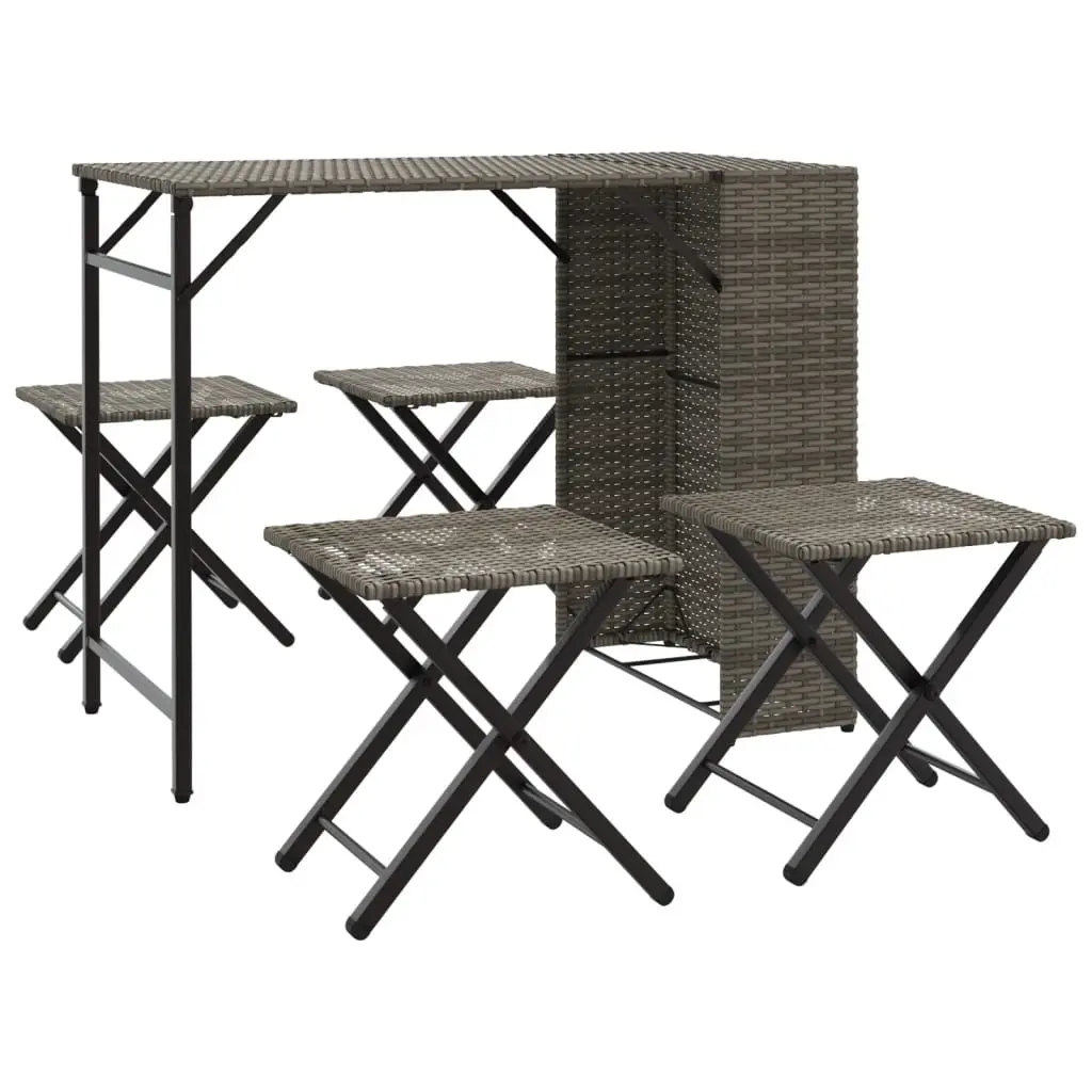5-Piece Grey Foldable Outdoor Dining Set
