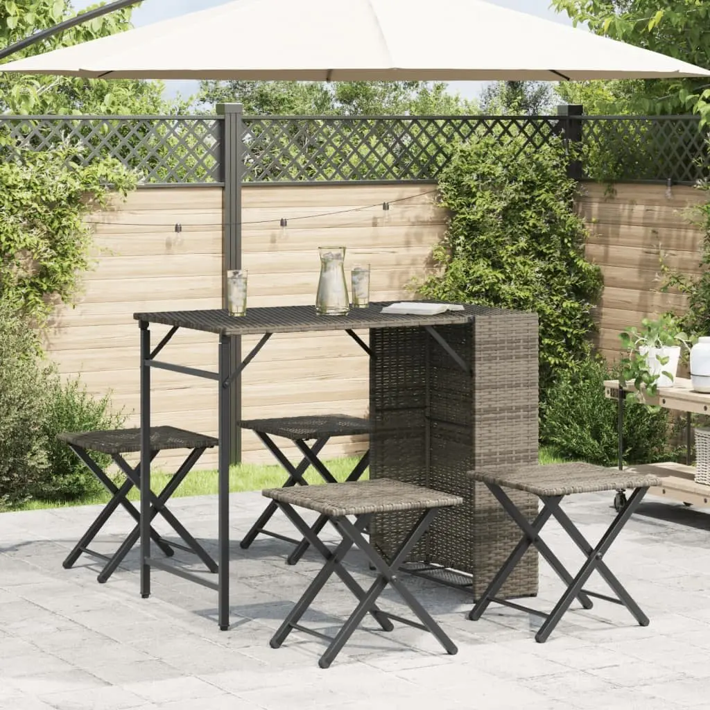 5-Piece Grey Foldable Outdoor Dining Set