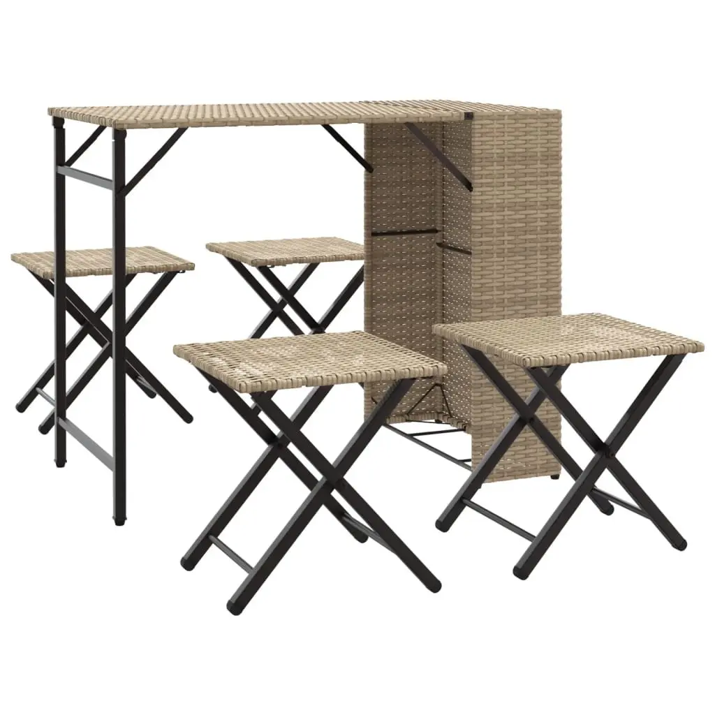 Garden Dining Set 5 Piece Outdoor Furniture Patio Backyard Beige