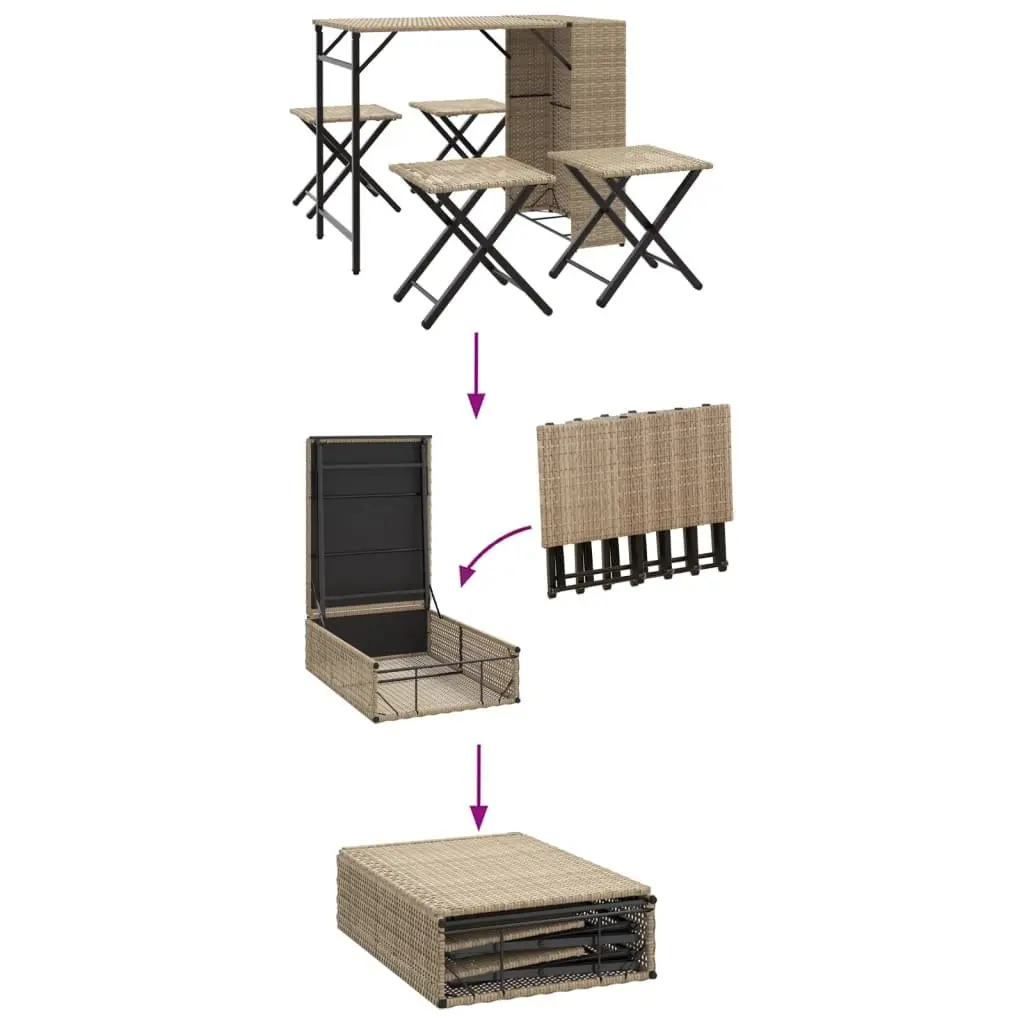 Garden Dining Set 5 Piece Outdoor Furniture Patio Backyard Beige