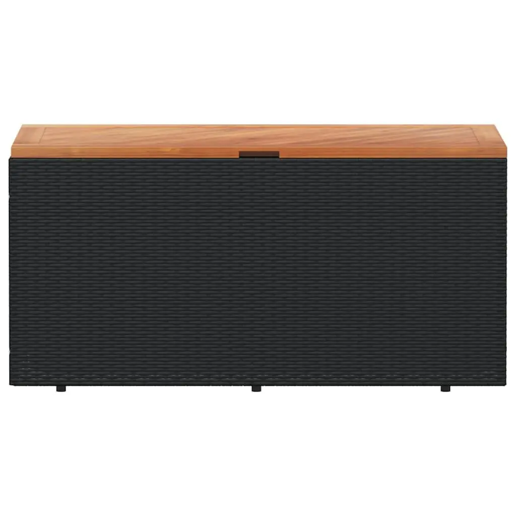 Garden Storage Box Black Outdoor Furniture Bench Seat Poly Rattan Acacia Wood