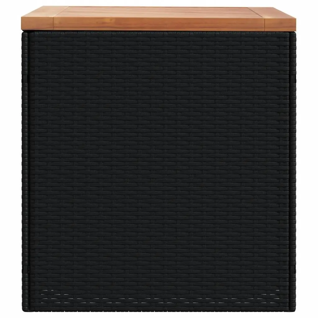 Garden Storage Box Black Outdoor Furniture Bench Seat Poly Rattan Acacia Wood