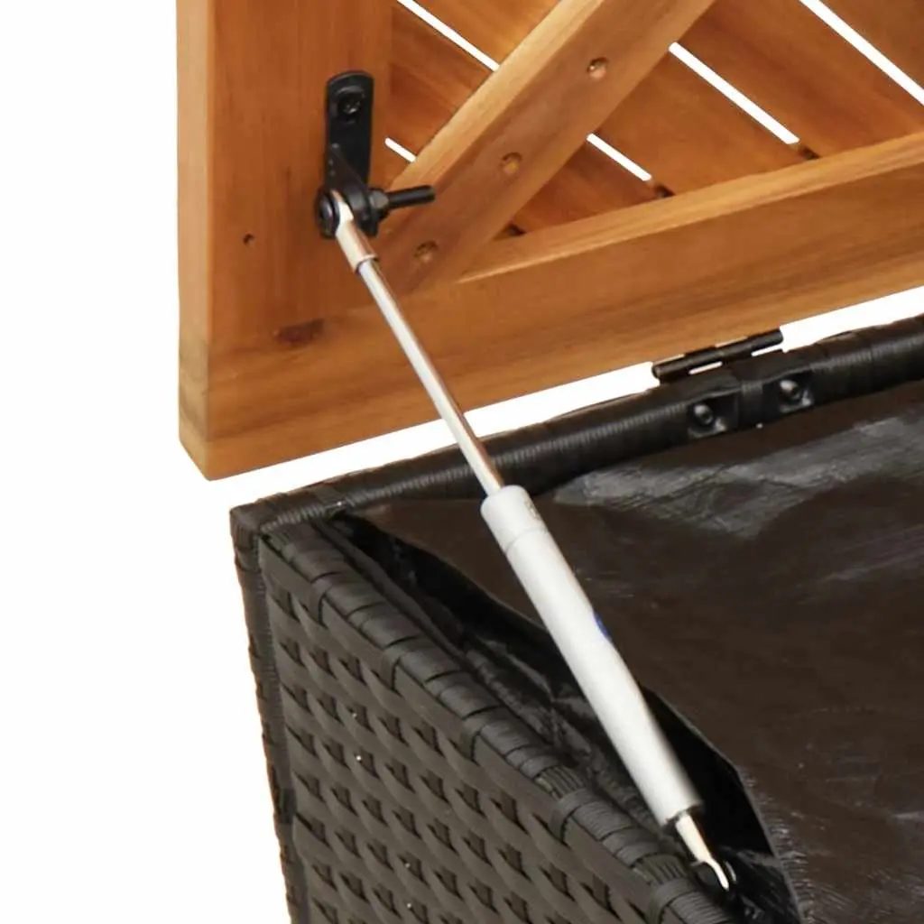 Garden Storage Box Black Outdoor Furniture Bench Seat Poly Rattan Acacia Wood