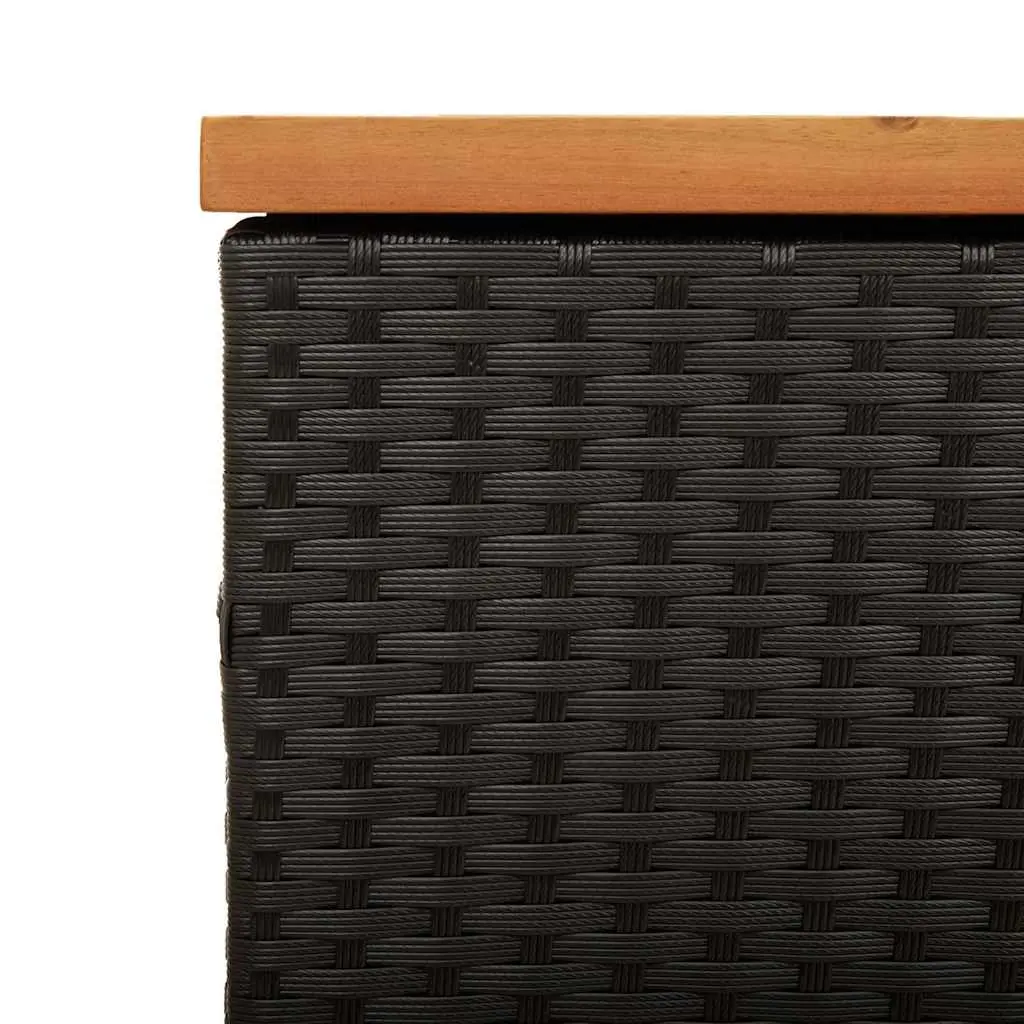 Garden Storage Box Black Outdoor Furniture Bench Seat Poly Rattan Acacia Wood