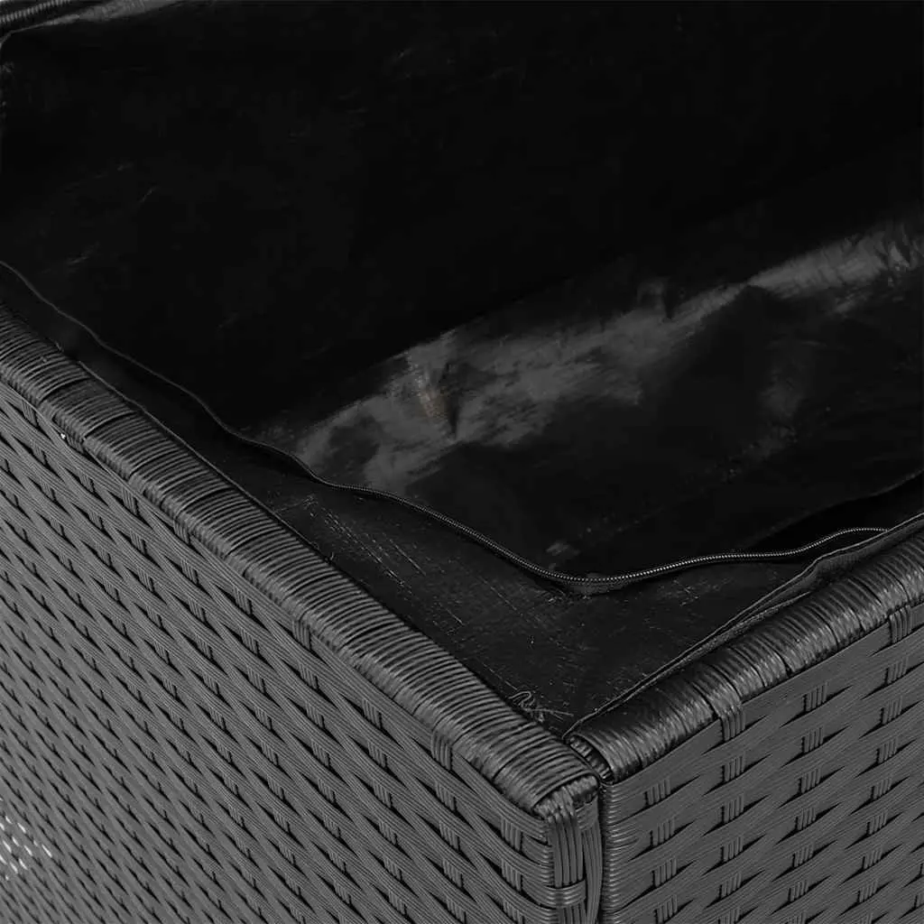 Garden Storage Box Black Outdoor Furniture Bench Seat Poly Rattan Acacia Wood