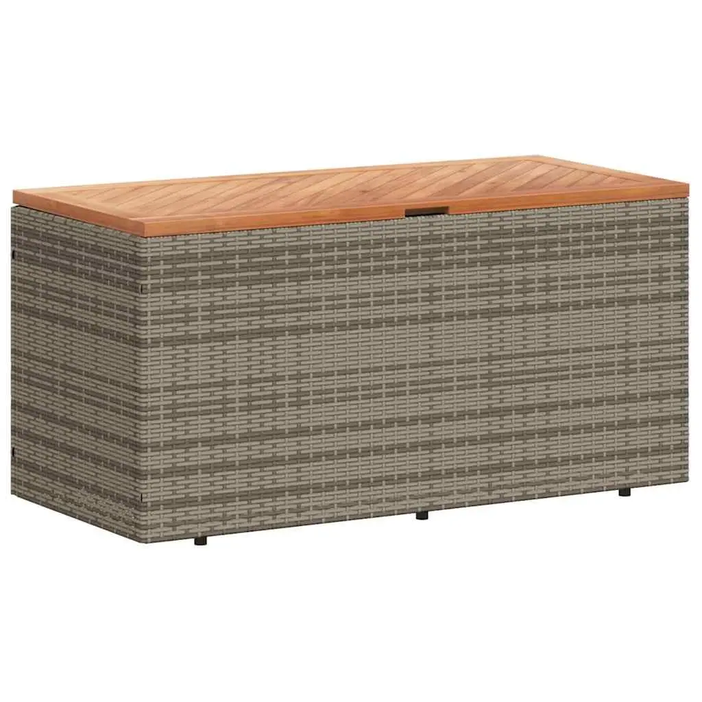 Garden Storage Box Grey Outdoor Furniture Poly Rattan Bench Seat Patio Box