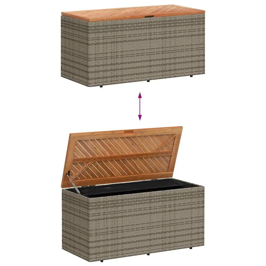 Garden Storage Box Grey Outdoor Furniture Poly Rattan Bench Seat Patio Box