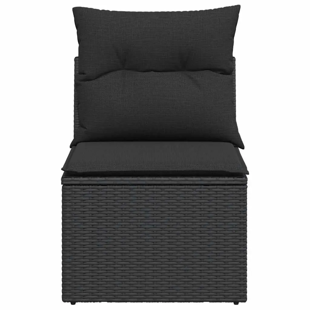 Black PE Rattan Outdoor Armless Sofa with Washable Cushions