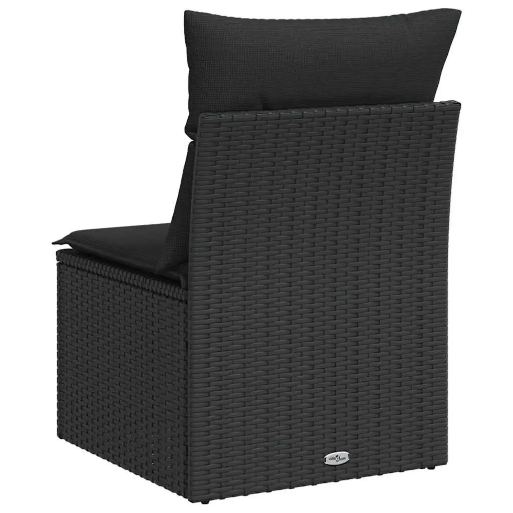 Black PE Rattan Outdoor Armless Sofa with Washable Cushions
