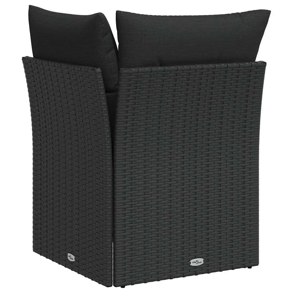 Garden Corner Sofa Outdoor Seating Set Black Poly Rattan with Cushions