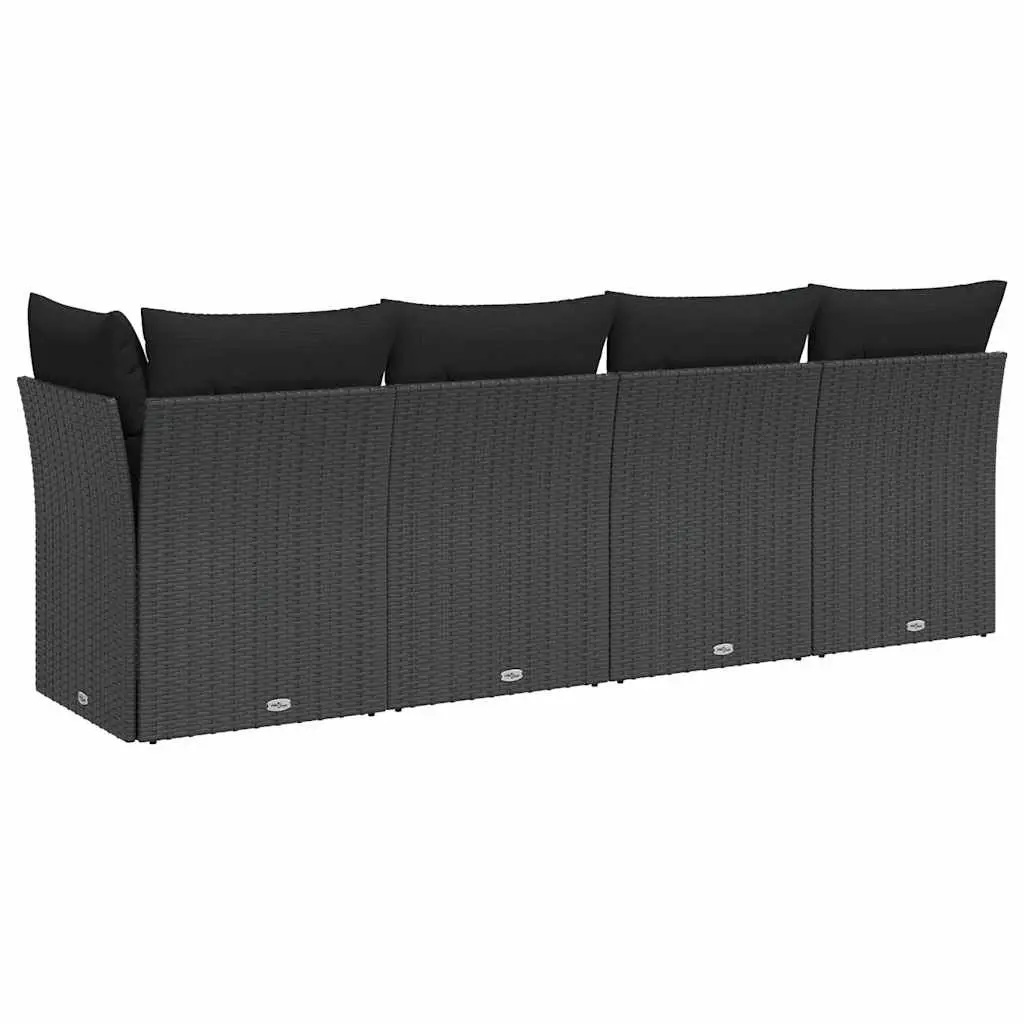 4-Seater Garden Sofa with Cushions Outdoor Patio Furniture Black Rattan Lounge