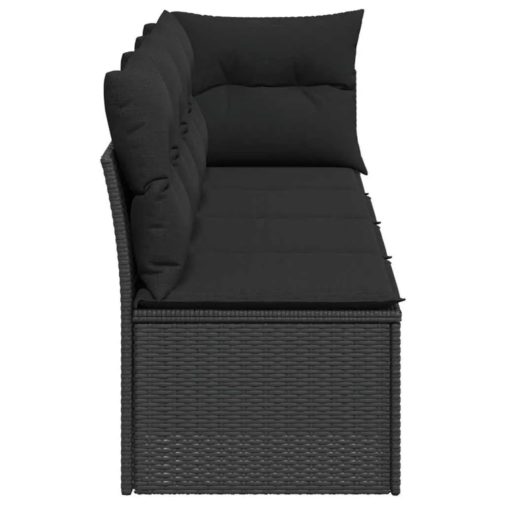 4-Seater Garden Sofa with Cushions Outdoor Patio Furniture Black Rattan Lounge