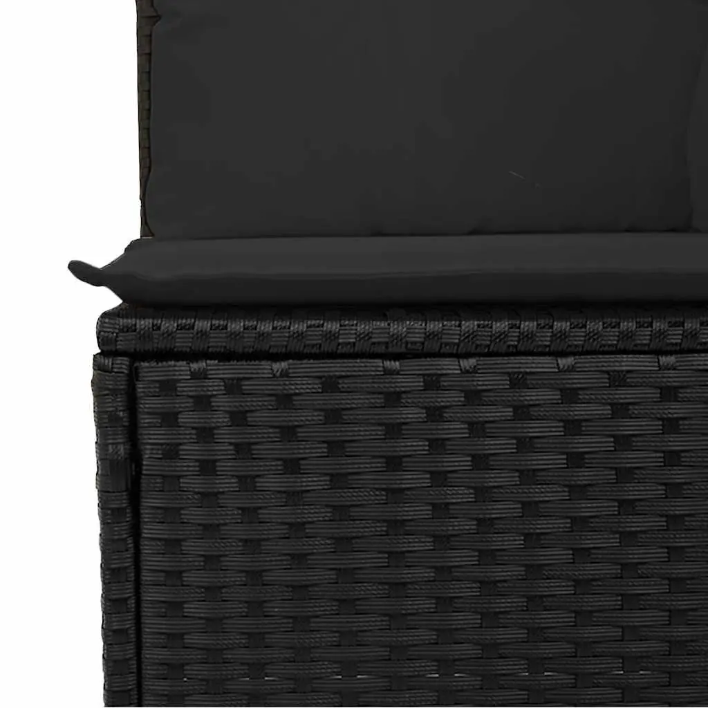 4-Seater Garden Sofa with Cushions Outdoor Patio Furniture Black Rattan Lounge