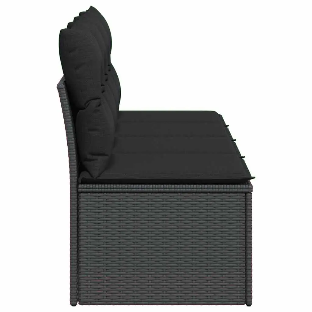 Outdoor Garden Sofa 4-Seater Modular Black PE Rattan with Cushions
