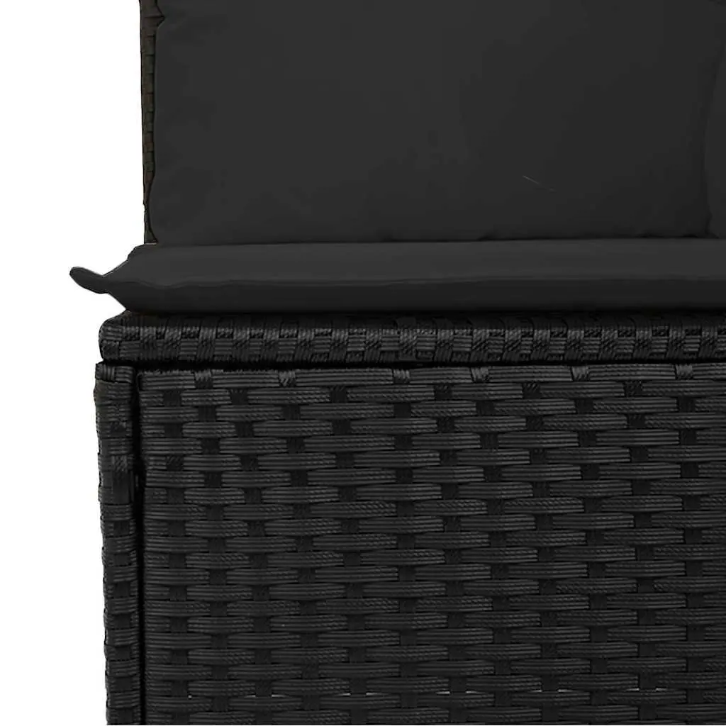 Outdoor Garden Sofa 4-Seater Modular Black PE Rattan with Cushions