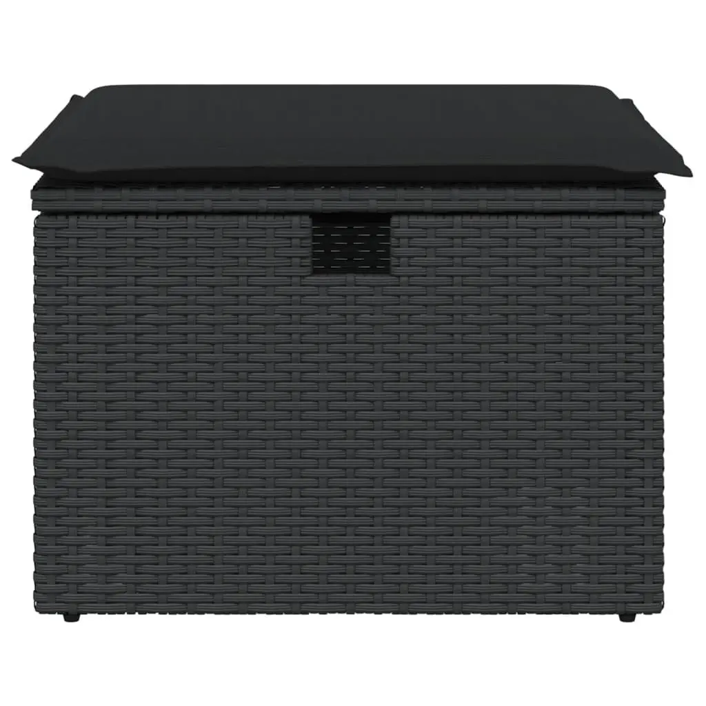 Garden Stool with Storage Cushion Outdoor Furniture Poly Rattan Black 55x55x37cm