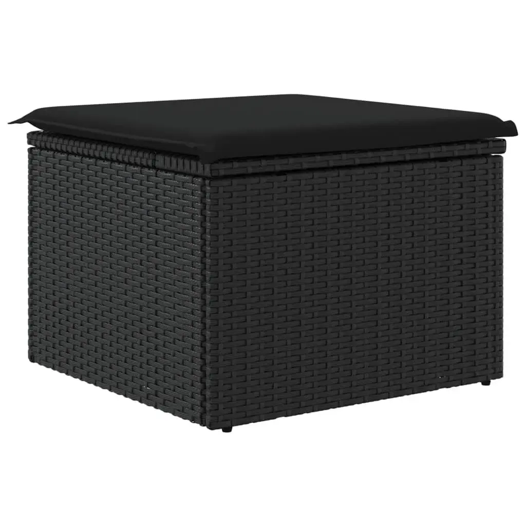Garden Stool with Storage Cushion Outdoor Furniture Poly Rattan Black 55x55x37cm