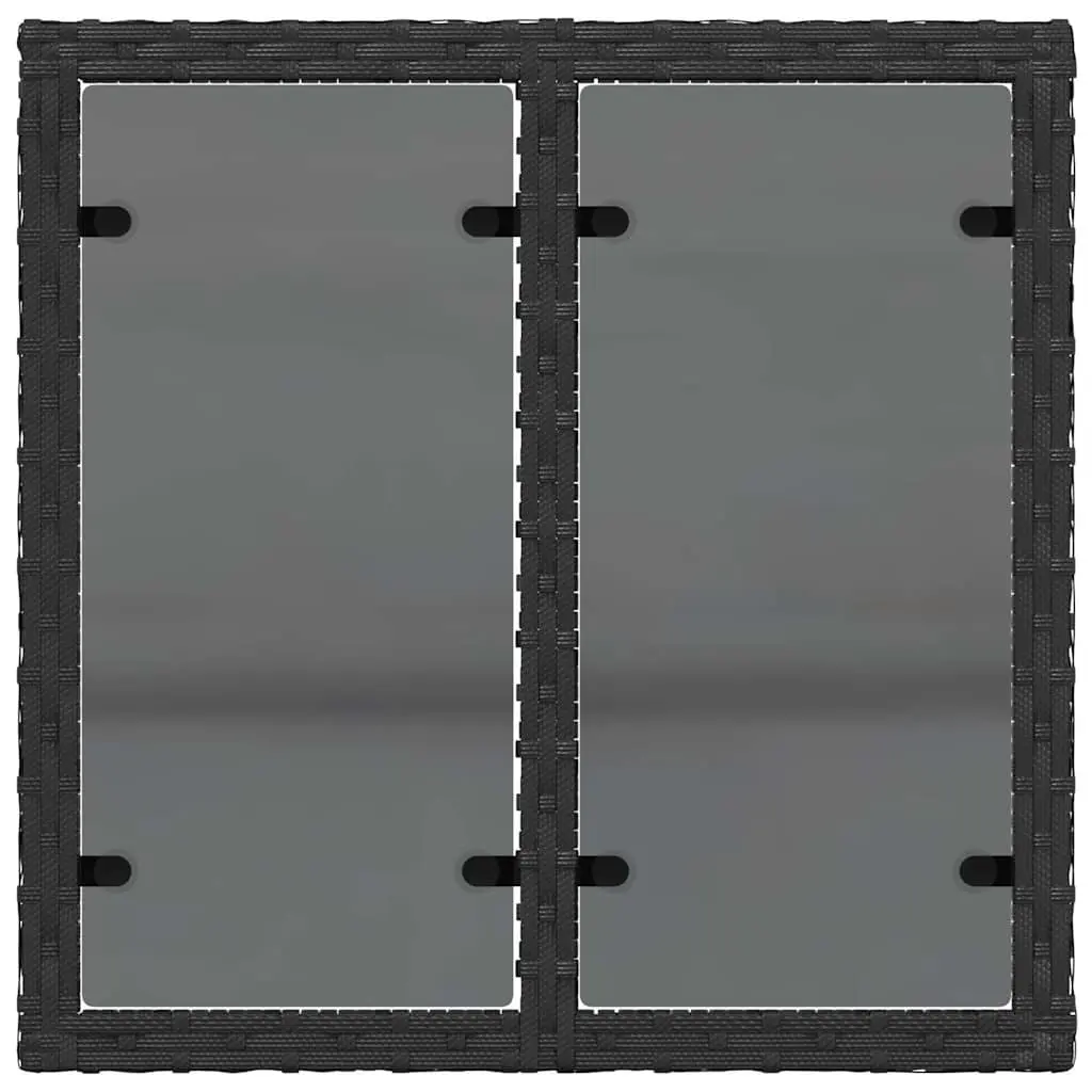 Garden Table Outdoor Use Black Poly Rattan Glass Top 55 x 55 x 37 cm