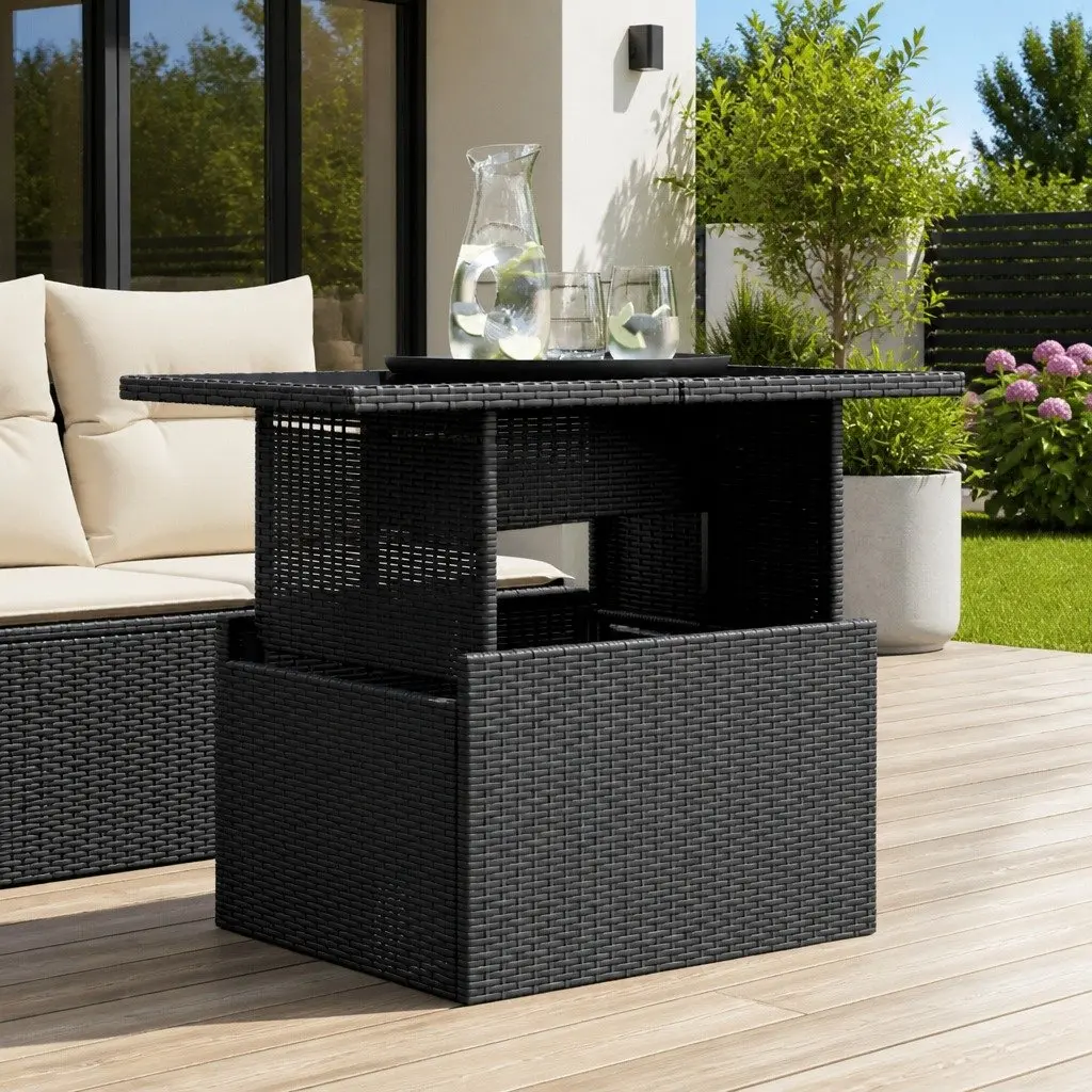 Adjustable Garden Table with Glass Top