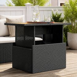 Adjustable Garden Table: 100 x 55 x 73 cm, Black Rattan