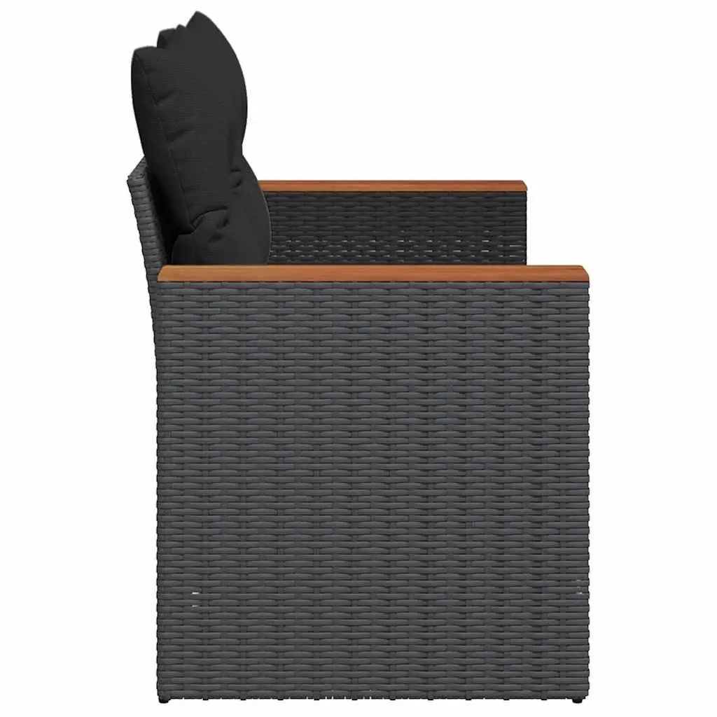 2-Seater Garden Sofa Outdoor Seating Black Poly Rattan