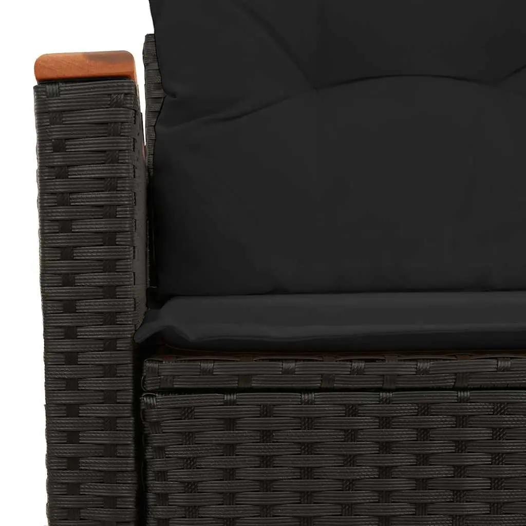 2-Seater Garden Sofa Outdoor Seating Black Poly Rattan
