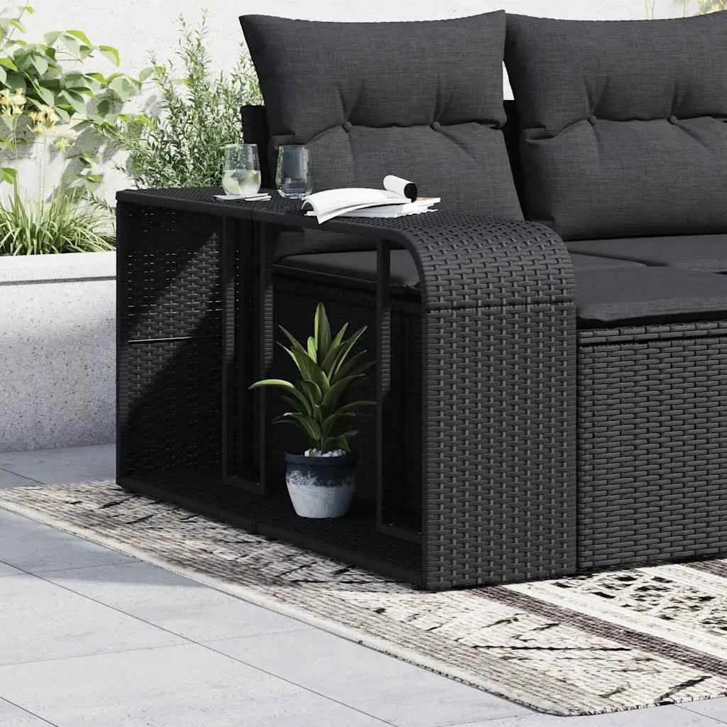 2 Pack Black Outdoor Rattan Storage Shelves