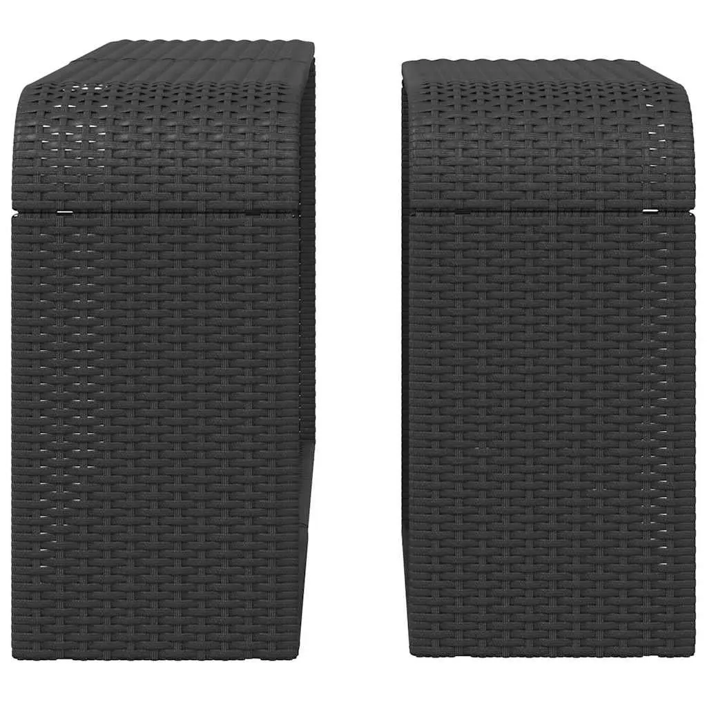 2 Pack Black Outdoor Rattan Storage Shelves