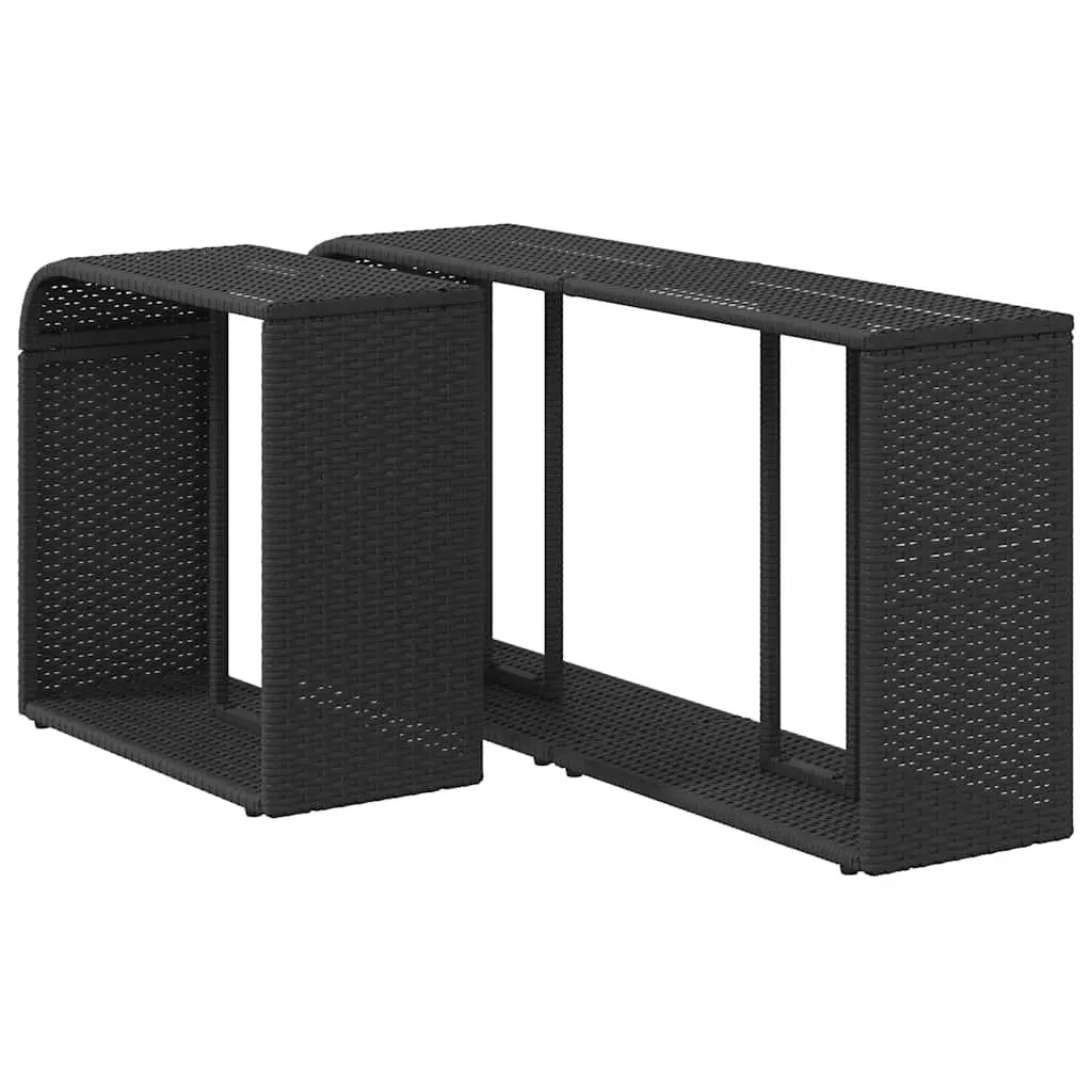 2 Pack Black Outdoor Rattan Storage Shelves
