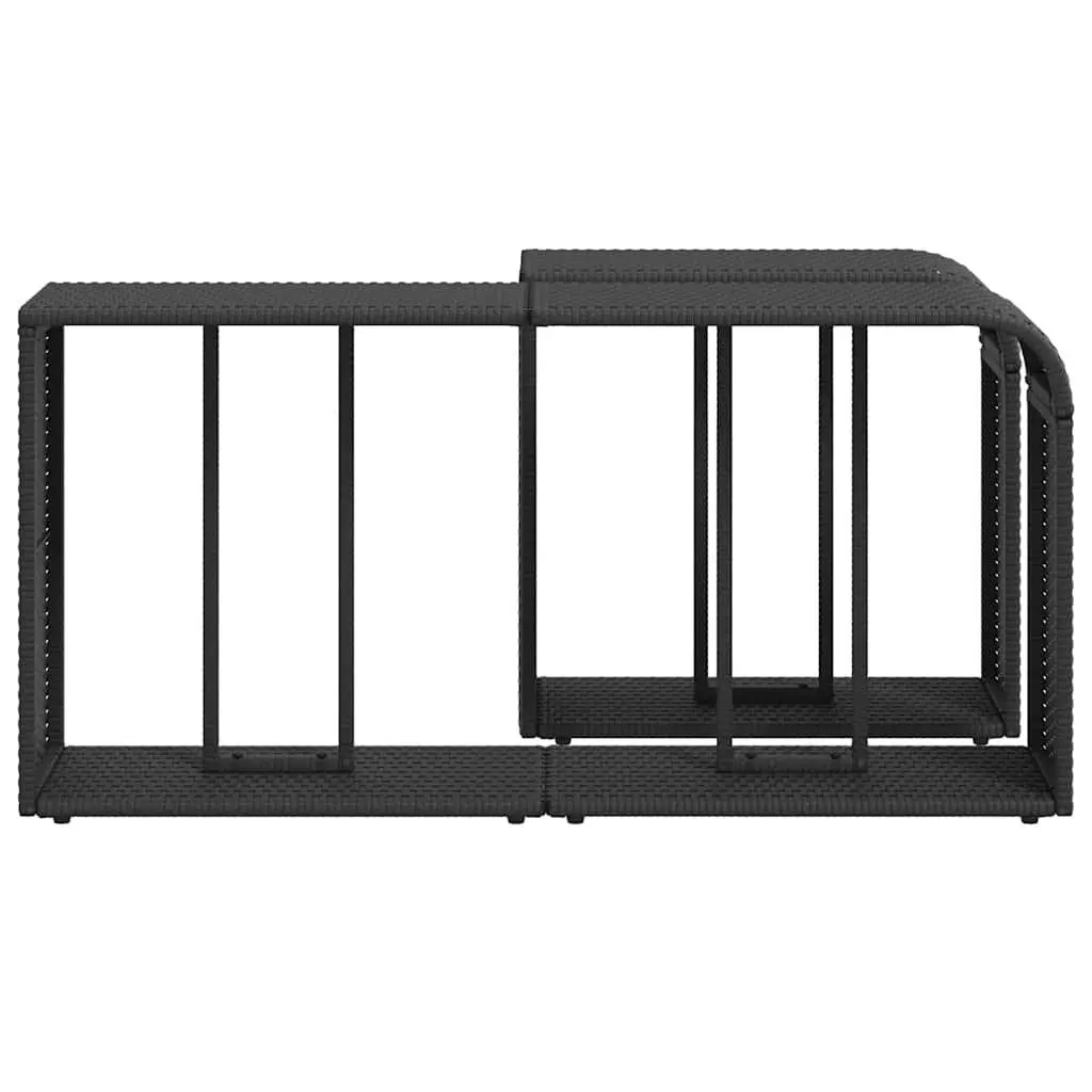 2 Pack Black Outdoor Rattan Storage Shelves