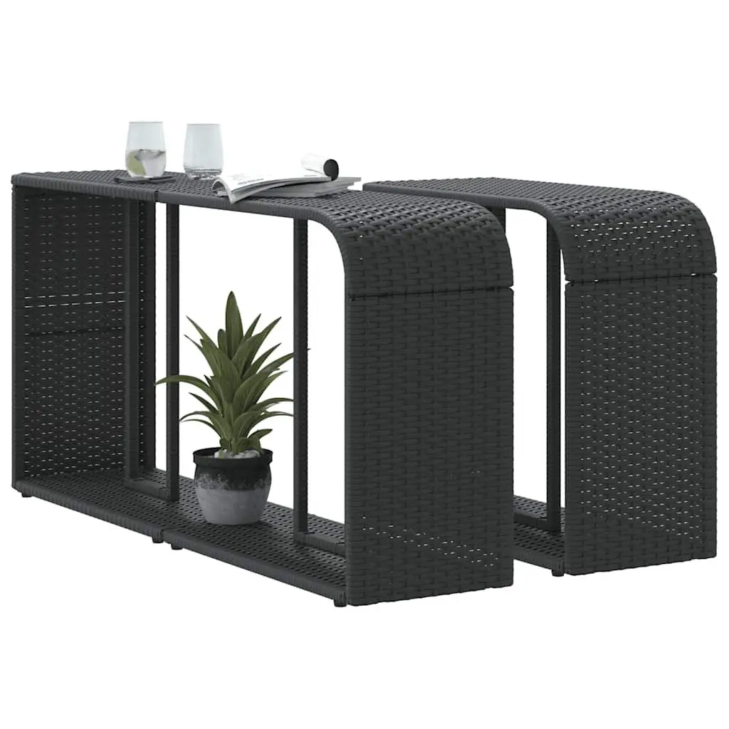 2 Pack Black Outdoor Rattan Storage Shelves
