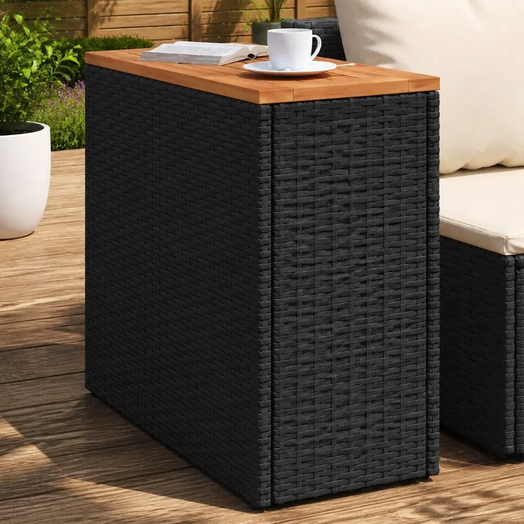 Garden Side Table Outdoor Patio Furniture Black 58L x 27.5W x 55H cm