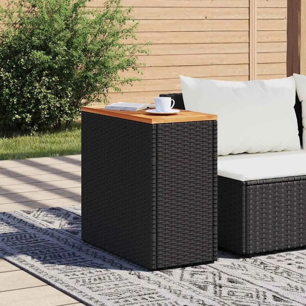 Garden Side Table Outdoor Patio Furniture Black 58L x 27.5W x 55H cm