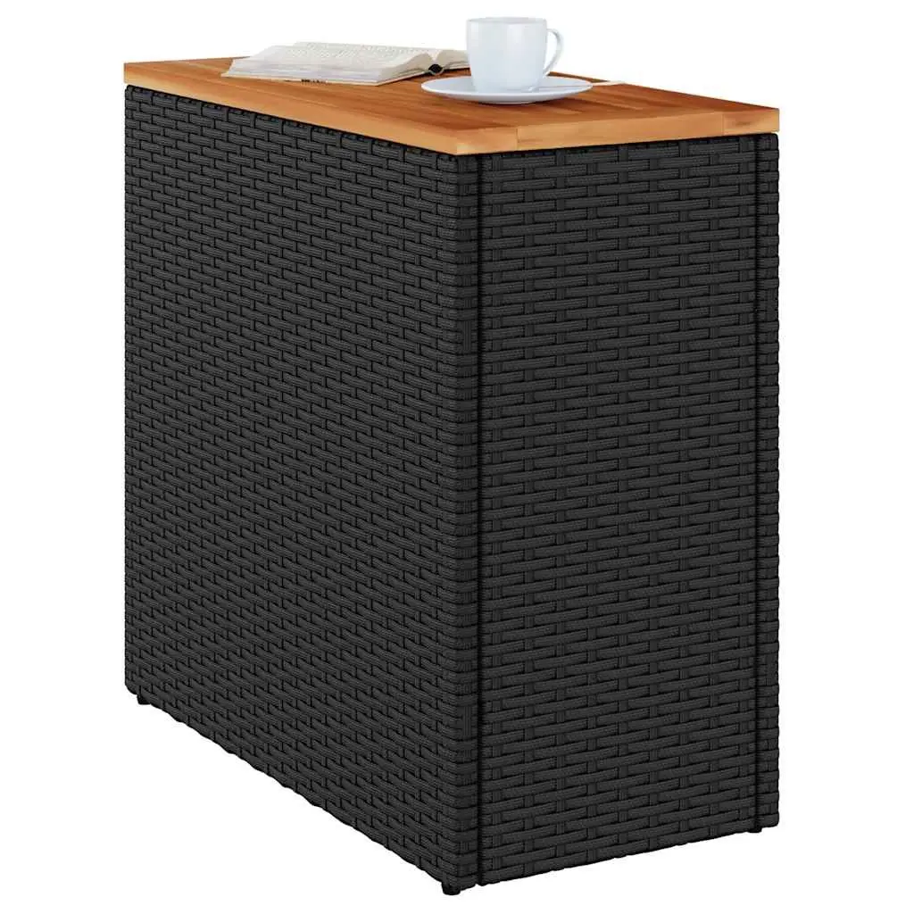 Garden Side Table Outdoor Patio Furniture Black 58L x 27.5W x 55H cm