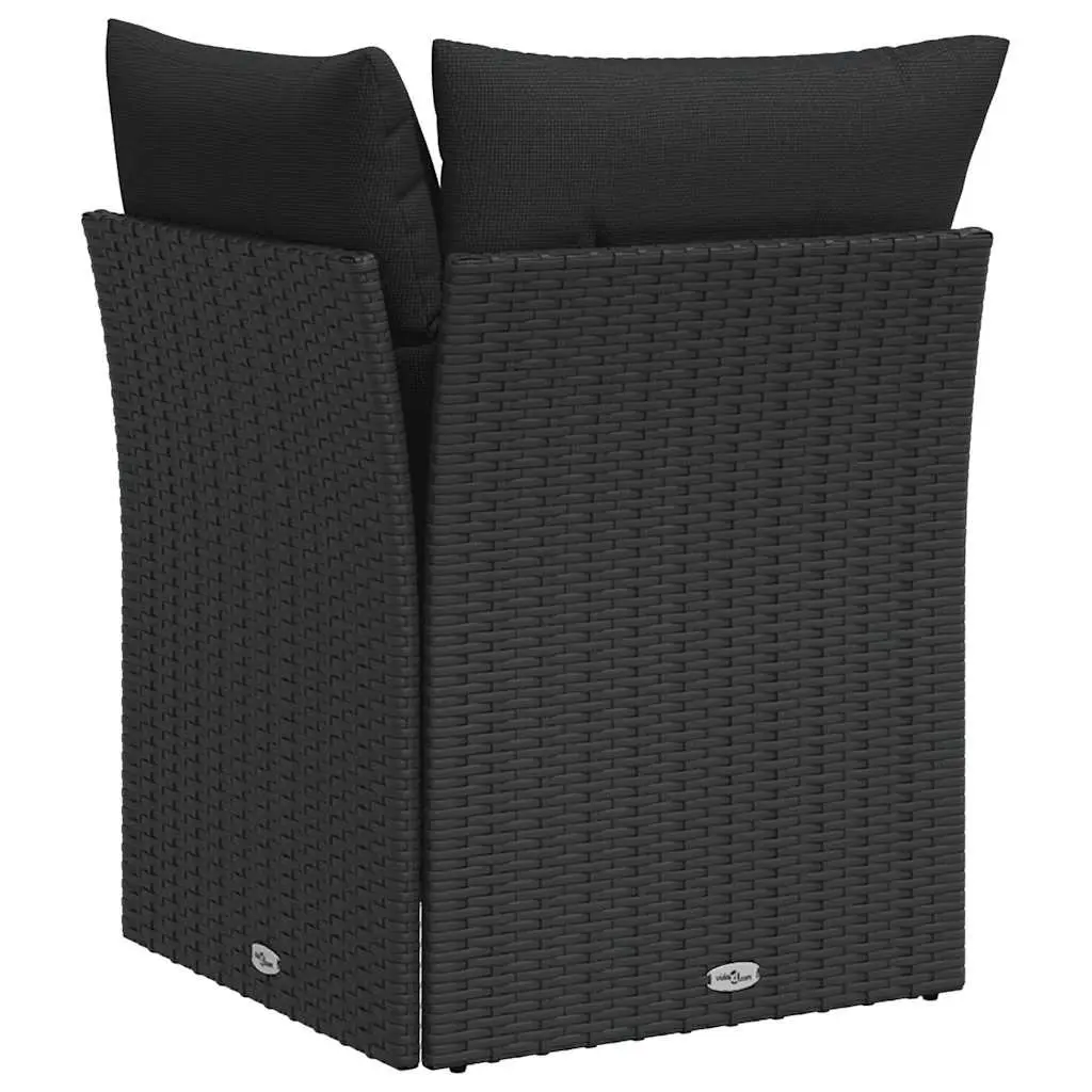 Modular Corner Sofa for Outdoor Use Black PE Poly Rattan with Cushions