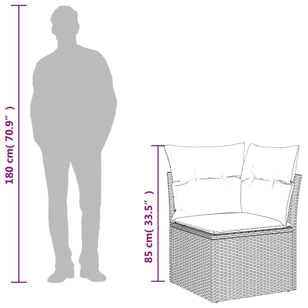 Modular Corner Sofa for Outdoor Use Black PE Poly Rattan with Cushions