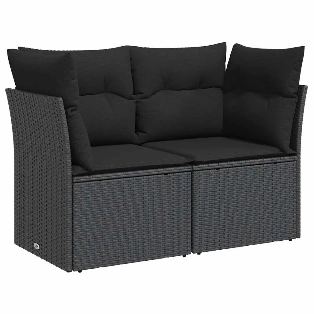 2-Seater Outdoor Sofa for Patio Use with Cushions Black PE Rattan Furniture