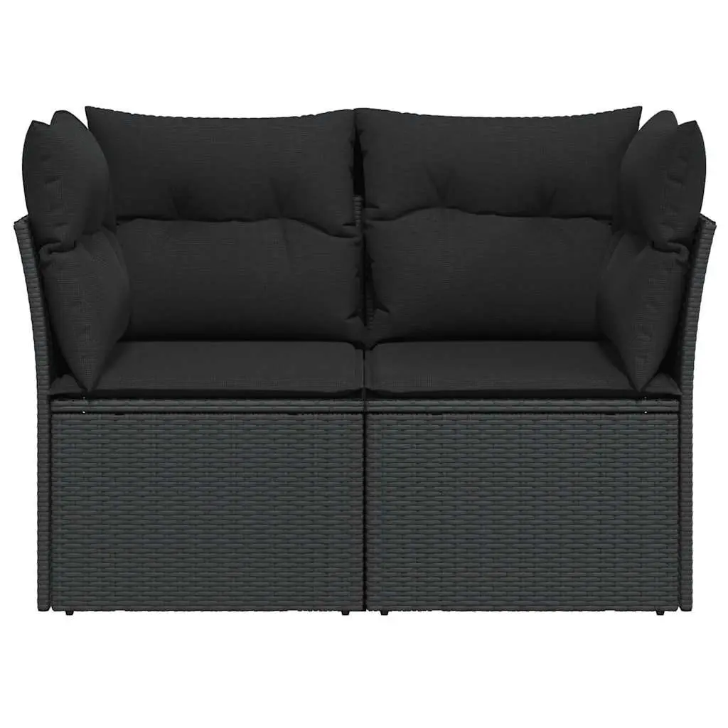 2-Seater Outdoor Sofa for Patio Use with Cushions Black PE Rattan Furniture
