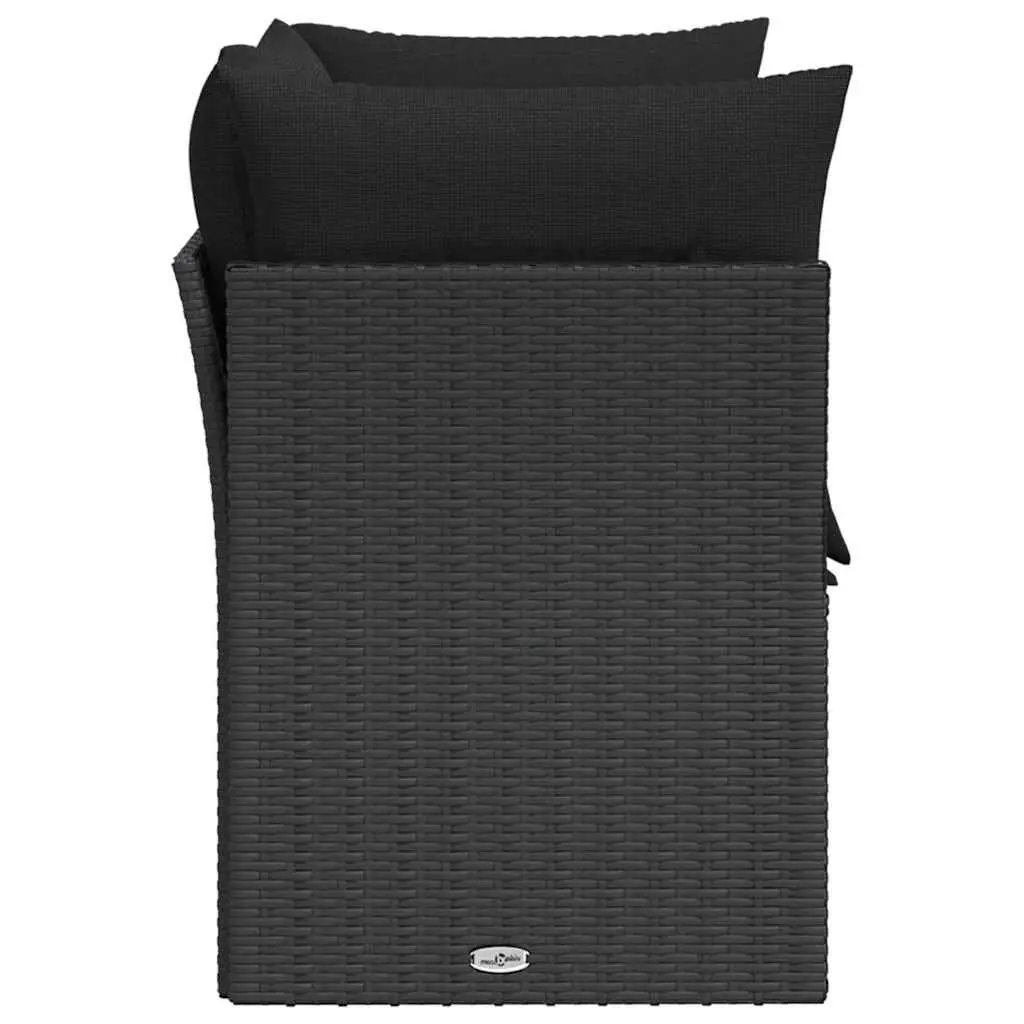 2-Seater Outdoor Sofa for Patio Use with Cushions Black PE Rattan Furniture