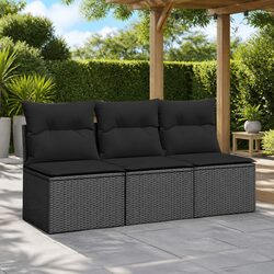 3-Seater Garden Sofa Specifications - Black Rattan