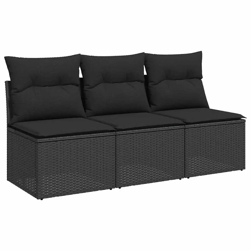 3-Seater Garden Sofa Outdoor Patio Furniture Black Rattan