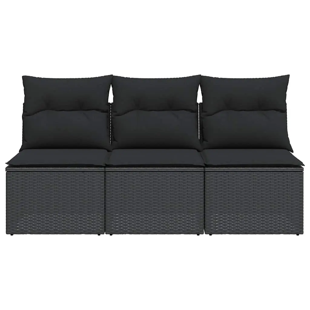3-Seater Garden Sofa Outdoor Patio Furniture Black Rattan
