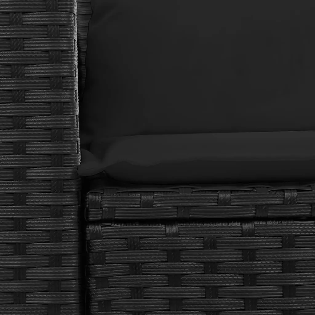 Outdoor 2-Seater Sofa for Garden with Cushions and Storage Compartment in Black Poly Rattan