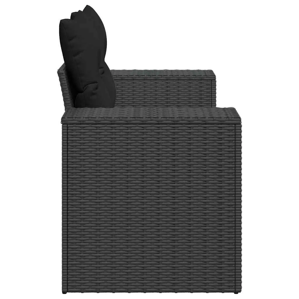 2SeaterGardenSofaOutdoorFurnitureBlackRattanModularDesignWithCushionsAndStorageCompartment