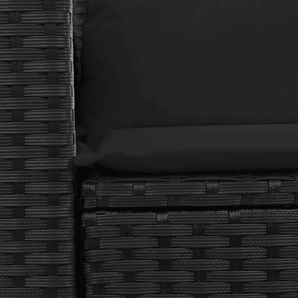 2SeaterGardenSofaOutdoorFurnitureBlackRattanModularDesignWithCushionsAndStorageCompartment