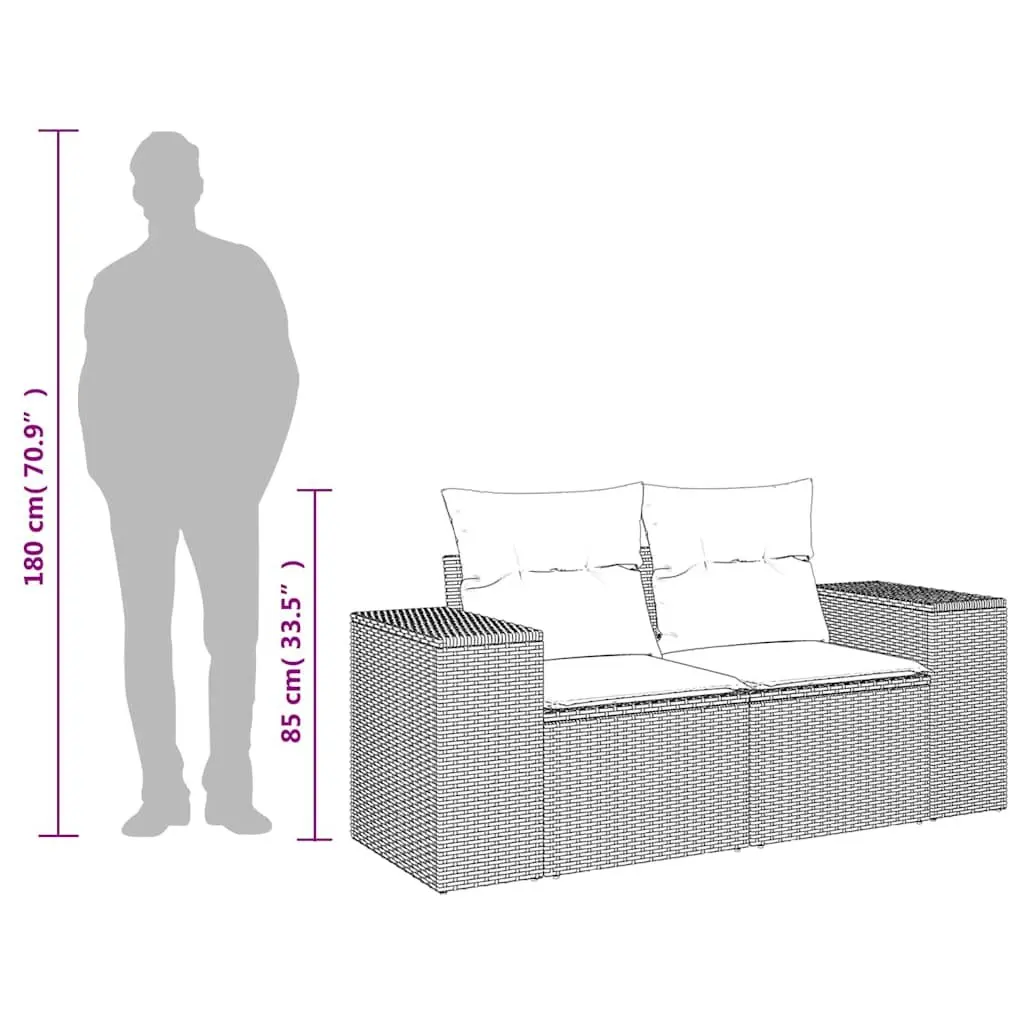 2SeaterGardenSofaOutdoorFurnitureBlackRattanModularDesignWithCushionsAndStorageCompartment